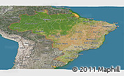 Satellite Panoramic Map of Brazil, semi-desaturated, land only