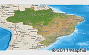 Satellite Panoramic Map of Brazil, shaded relief outside