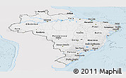 Silver Style Panoramic Map of Brazil, single color outside