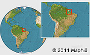 Satellite Location Map of Belem, within the entire country