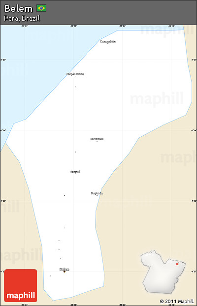 Classic Style Simple Map of Belem, single color outside