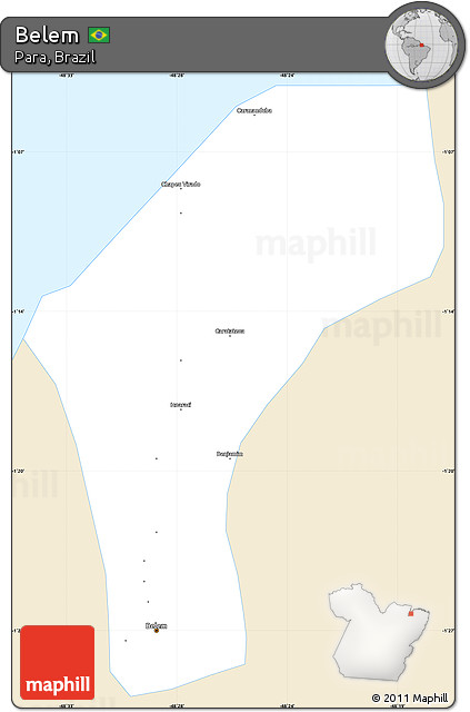 Classic Style Simple Map of Belem, single color outside