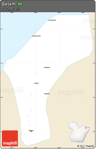 Classic Style Simple Map of Belem, single color outside