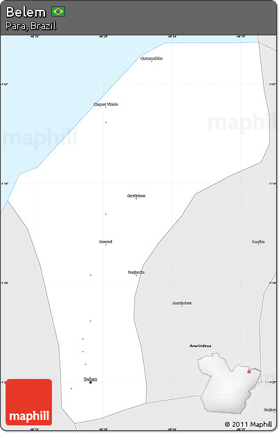 Silver Style Simple Map of Belem