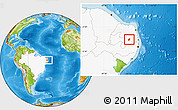 Physical Location Map of Pocinhos, highlighted country