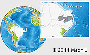 Physical Location Map of S.J.Dos Cordeiro, highlighted country, highlighted parent region