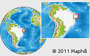 Physical Location Map of Sao Sebastiao U., highlighted country, within the entire country