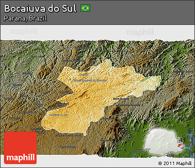 Physical 3D Map of Bocaiuva Do Sul, darken