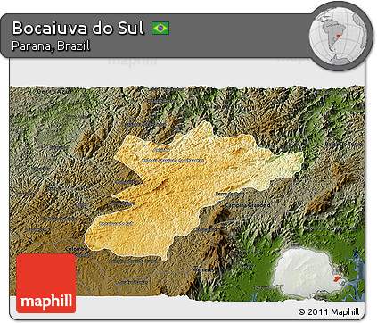 Physical 3D Map of Bocaiuva Do Sul, darken