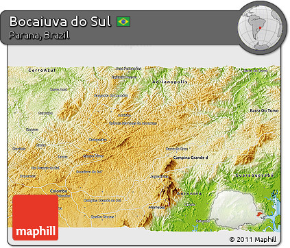 Physical 3D Map of Bocaiuva Do Sul