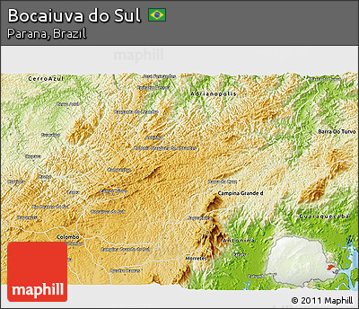 Physical 3D Map of Bocaiuva Do Sul