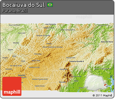 Physical 3D Map of Bocaiuva Do Sul