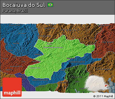 Political 3D Map of Bocaiuva Do Sul, darken