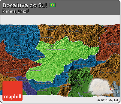 Political 3D Map of Bocaiuva Do Sul, darken