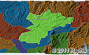 Political 3D Map of Bocaiuva do Sul, darken