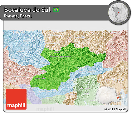 Political 3D Map of Bocaiuva Do Sul, lighten