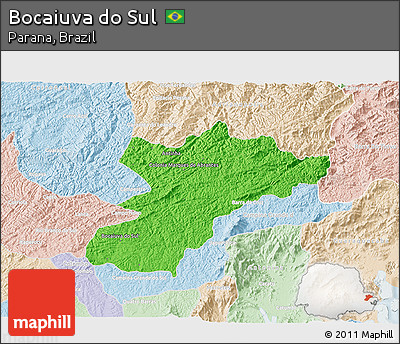 Political 3D Map of Bocaiuva Do Sul, lighten