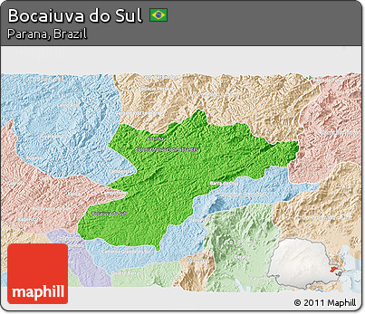 Political 3D Map of Bocaiuva Do Sul, lighten