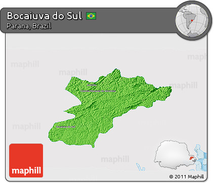 Political 3D Map of Bocaiuva Do Sul, single color outside