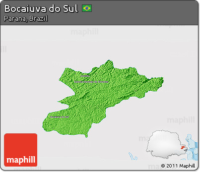 Political 3D Map of Bocaiuva Do Sul, single color outside