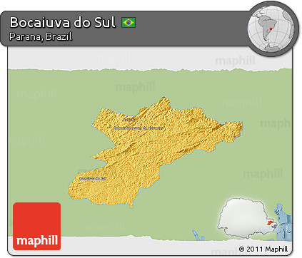 Savanna Style 3D Map of Bocaiuva Do Sul, single color outside
