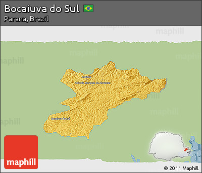 Savanna Style 3D Map of Bocaiuva Do Sul, single color outside