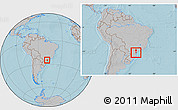 Gray Location Map of Bocaiuva do Sul, within the entire country, hill shading