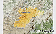 Physical Map of Bocaiuva do Sul, semi-desaturated