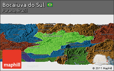 Political Panoramic Map of Bocaiuva Do Sul, darken