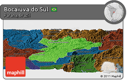 Political Panoramic Map of Bocaiuva Do Sul, darken
