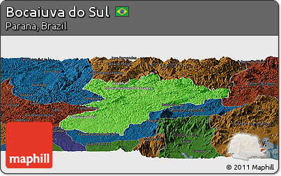 Political Panoramic Map of Bocaiuva Do Sul, darken