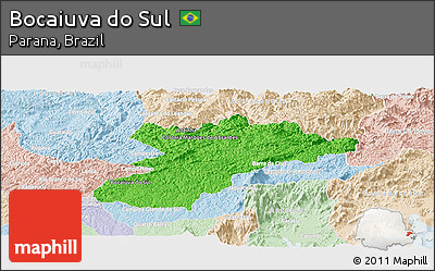 Political Panoramic Map of Bocaiuva Do Sul, lighten