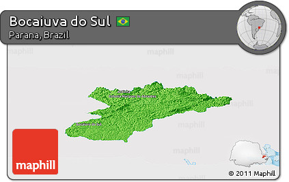Political Panoramic Map of Bocaiuva Do Sul, single color outside