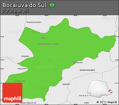 Political Simple Map of Bocaiuva Do Sul, single color outside, borders and labels