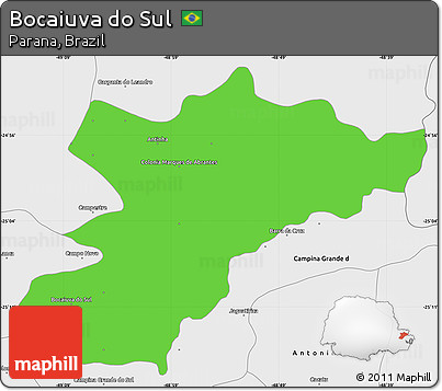 Political Simple Map of Bocaiuva Do Sul, single color outside, borders and labels