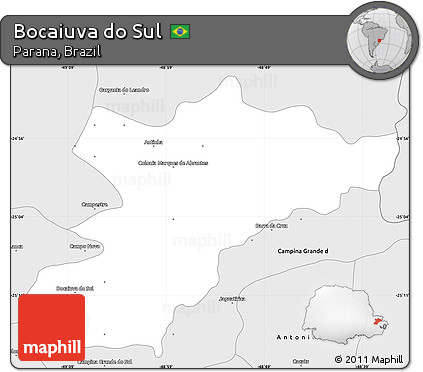 Silver Style Simple Map of Bocaiuva Do Sul