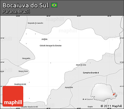 Silver Style Simple Map of Bocaiuva Do Sul