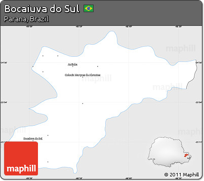 Silver Style Simple Map of Bocaiuva Do Sul, single color outside