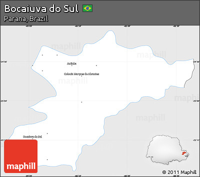 Silver Style Simple Map of Bocaiuva Do Sul, single color outside