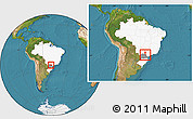 Satellite Location Map of Congonhinhas, highlighted country, highlighted parent region, within the entire country