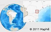 Shaded Relief Location Map of Curitiba, highlighted country