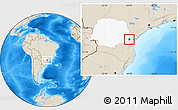 Shaded Relief Location Map of Curitiba, highlighted parent region