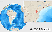 Shaded Relief Location Map of Curitiba