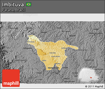 Physical 3D Map of Imbituva, darken, desaturated