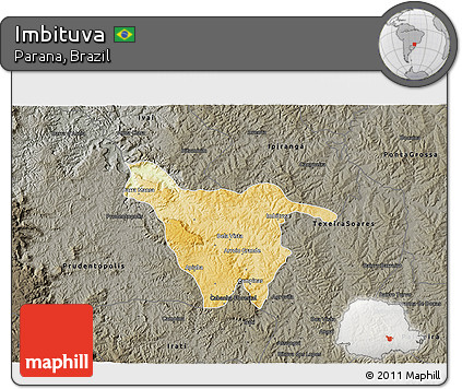 Physical 3D Map of Imbituva, darken, semi-desaturated