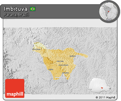 Physical 3D Map of Imbituva, lighten, desaturated