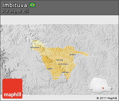 Physical 3D Map of Imbituva, lighten, desaturated