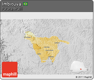 Physical 3D Map of Imbituva, lighten, desaturated