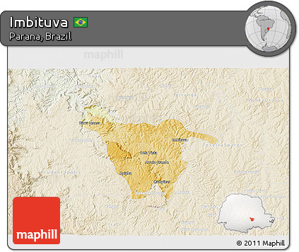 Physical 3D Map of Imbituva, lighten