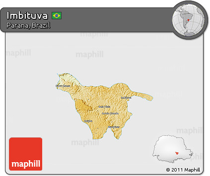 Physical 3D Map of Imbituva, single color outside
